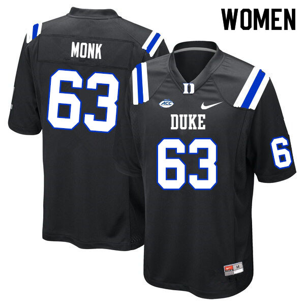 Women #63 Jacob Monk Duke Blue Devils College Football Jerseys Sale-Black - Click Image to Close